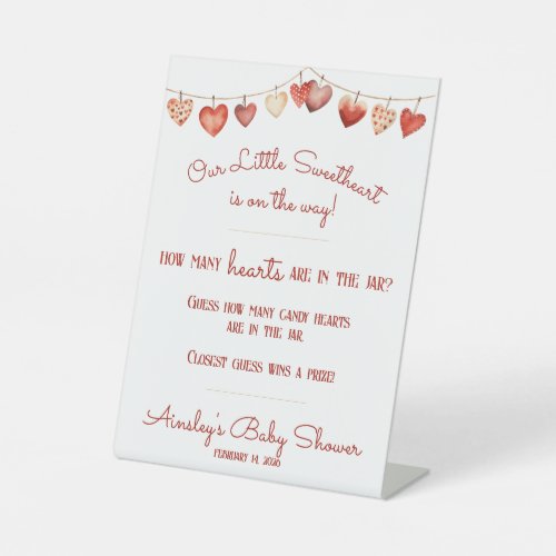 Sweetheart Baby Shower Guess How Many Hearts Game Pedestal Sign