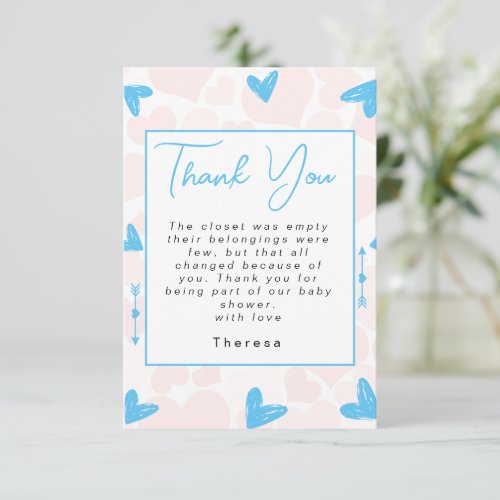 Sweetheart  Baby Shower  Thank You Card
