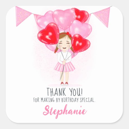Sweetheart Balloon Birthday  Square Sticker