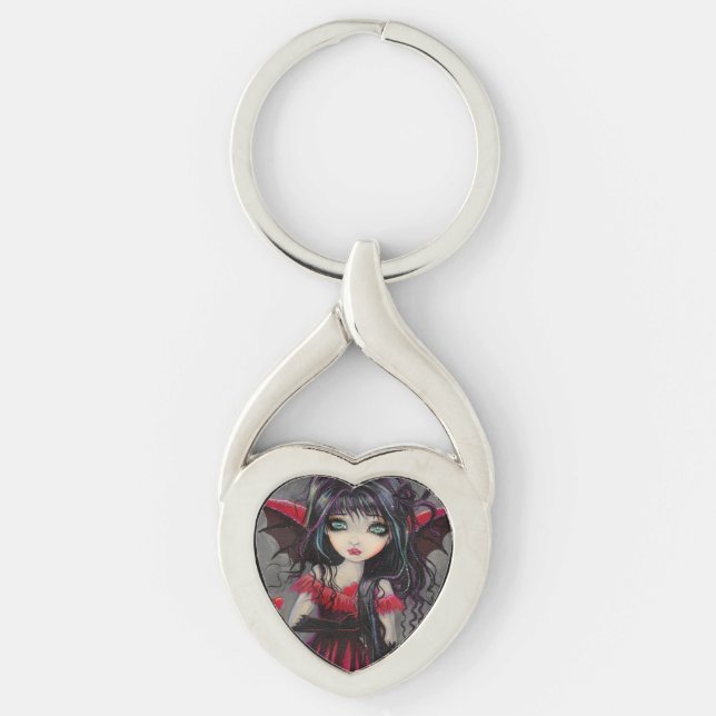 Sweetheart Big Eye Vampire Art Keychain (Front)