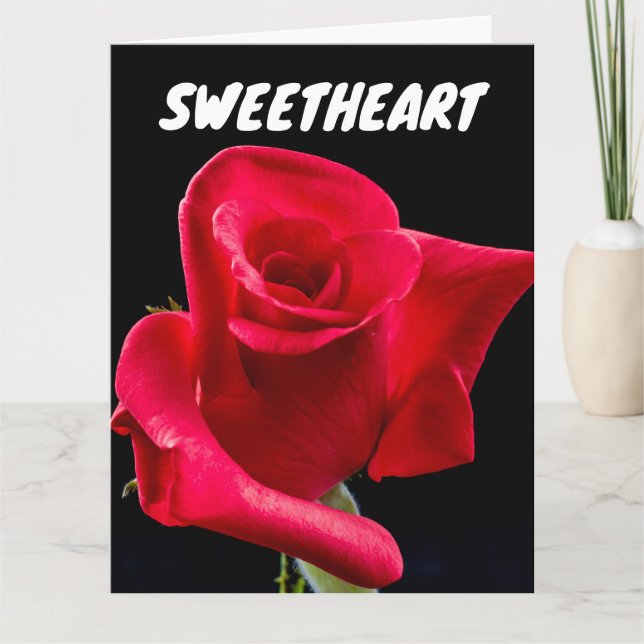 SWEETHEART BIRTHDAY RED ROSE GREETING CARDS (Front)
