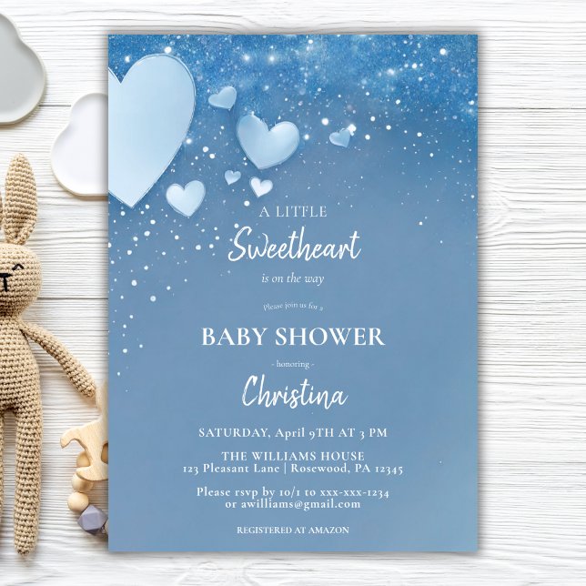 Sweetheart Blue Valentine Baby Shower Invitation (Creator Uploaded)