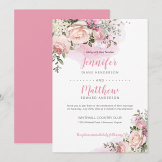 Sweetheart Blush | Pink Background | Wedding Invitation