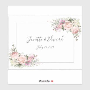 Sweetheart Blush Pink Roses and Greenery Sticker