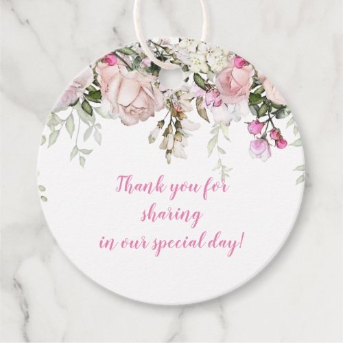 Sweetheart Blush Pink Roses Greenery Wedding  Favor Tags