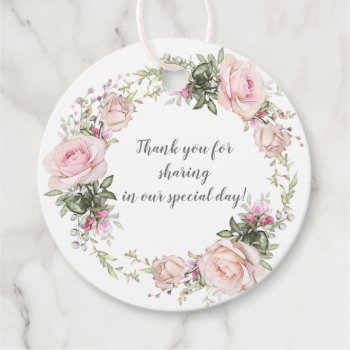 Sweetheart Blush Wreath Round Wedding | Favor Tags by dmboyce at Zazzle