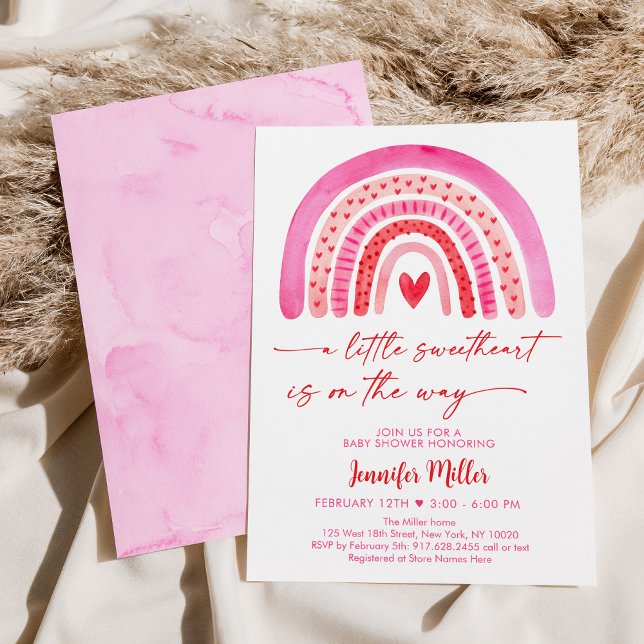 Sweetheart Boho Rainbow Hearts Baby Shower Invitation (Creator Uploaded)