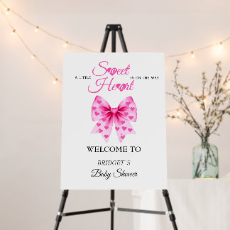 Sweetheart bow Valentines baby shower Welcome sign