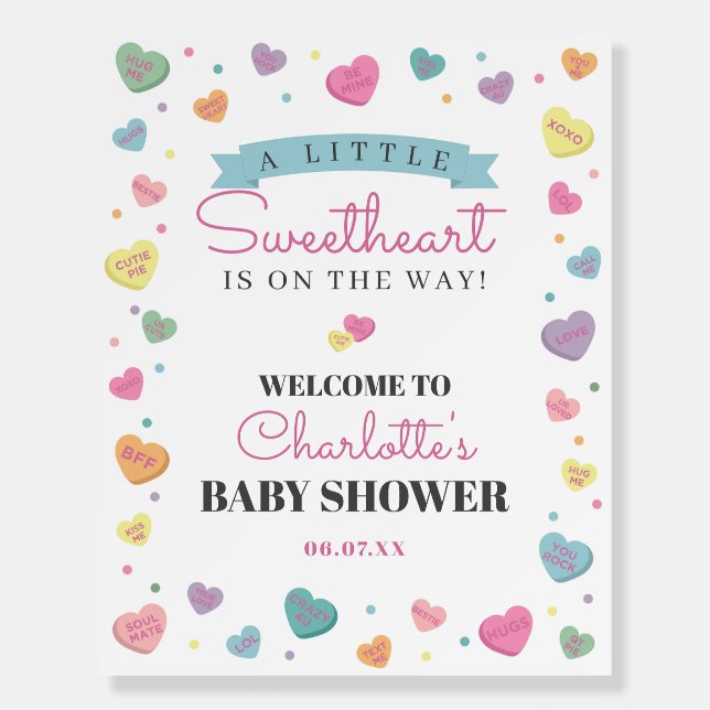 Sweetheart Candy Baby Shower Welcome Sign (Front)