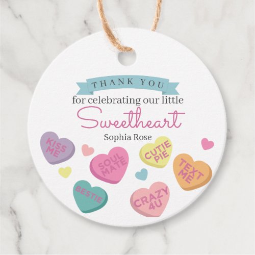 Sweetheart Candy Birthday or Baby Shower Favor Tag