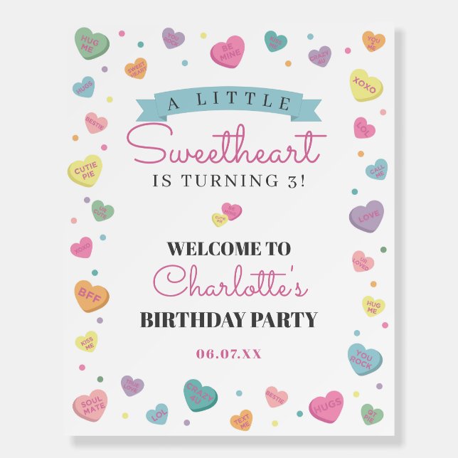Sweetheart Candy Birthday Welcome Sign (Front)