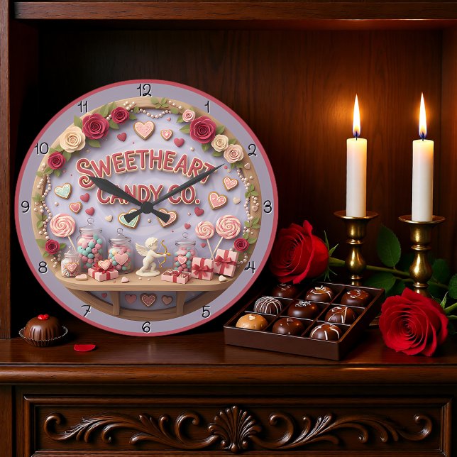 Sweetheart Candy Company Valentine Large Clock (Creator Uploaded)