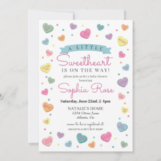 Sweetheart Candy February baby shower for Girl Invitation