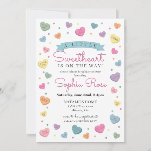 Sweetheart Candy February baby shower for Girl Invitation