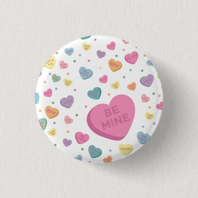 Sweetheart Candy February Party Favors Button (Front)