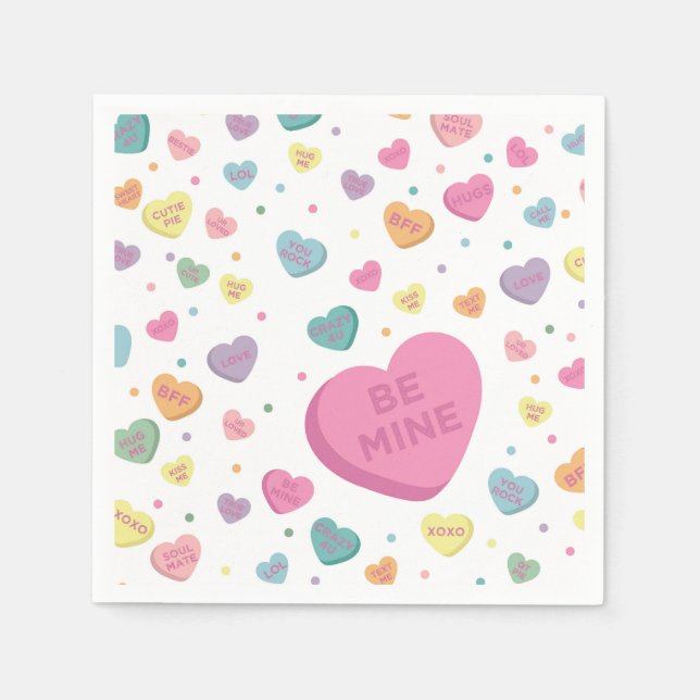 Sweetheart Candy February Party Napkins (Front)