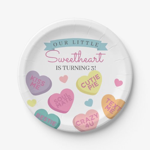 Sweetheart Candy Hearts Birthday Party Decor Paper Plates