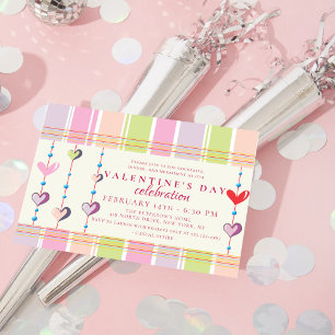 Sweetheart Candy Stripe Valentine's Day Party Invitation