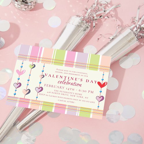 Sweetheart Candy Stripe Valentines Day Party Invitation