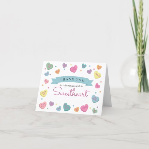 Sweetheart Candy Thank You Card Birthday or Baby