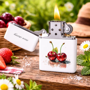 Sweetheart Cherries in Watercolor, custom Zippo Lighter
