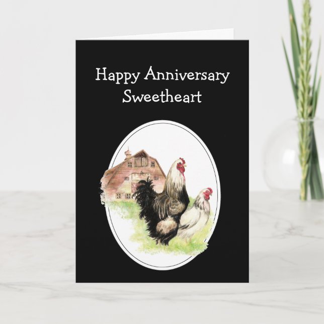 Sweetheart Custom Anniversary Farm Country Chicken Card (Front)