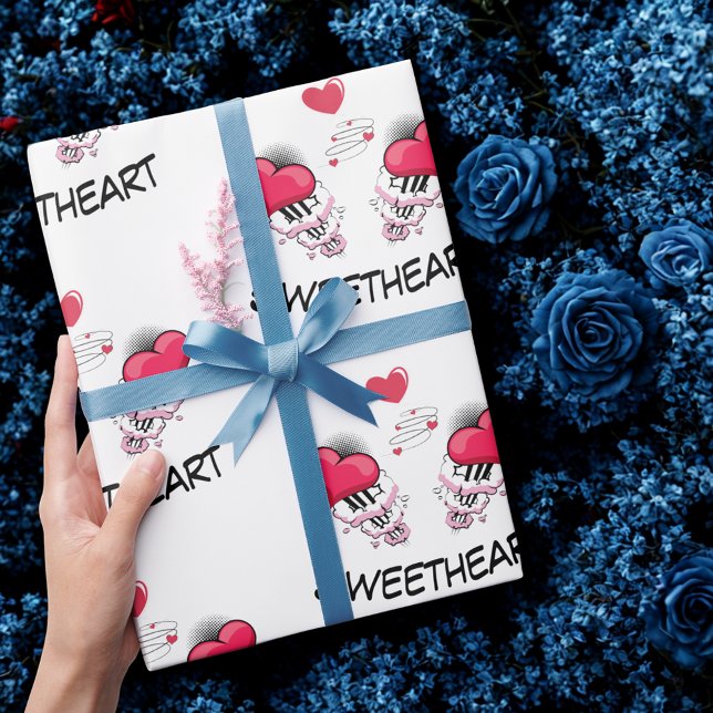 Sweetheart Custom Text Comic Gift Wrapping Paper (Creator Uploaded)