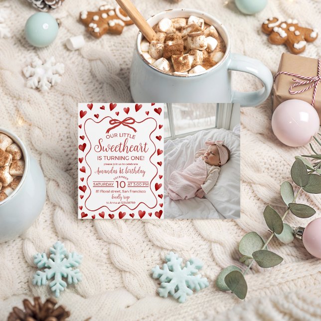 Sweetheart First Birthday Invitation Photo (Creator Uploaded)