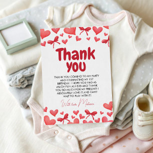 Sweetheart First Birthday Thank You Card
