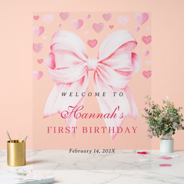 Sweetheart First Birthday Welcome Acrylic Sign (Wedding)