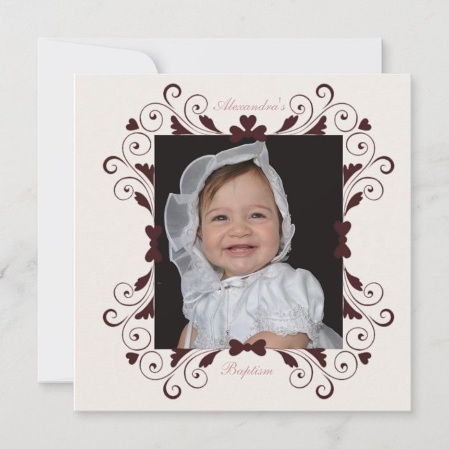 Sweetheart Frame Photo Baptism Invitation (Front)