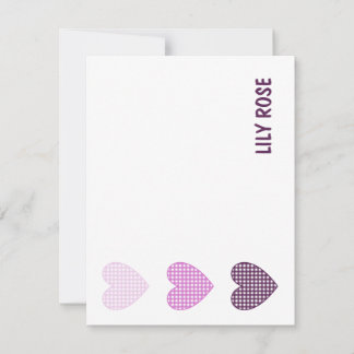 Sweetheart Gingham: Custom Baby Girl Stationery Thank You Card