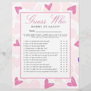 Sweetheart 'Guess Who' Baby Shower Game Flyer
