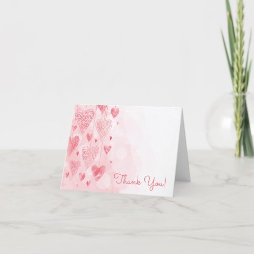 Sweetheart Hanging Hearts Girls Baby Shower  Thank You Card