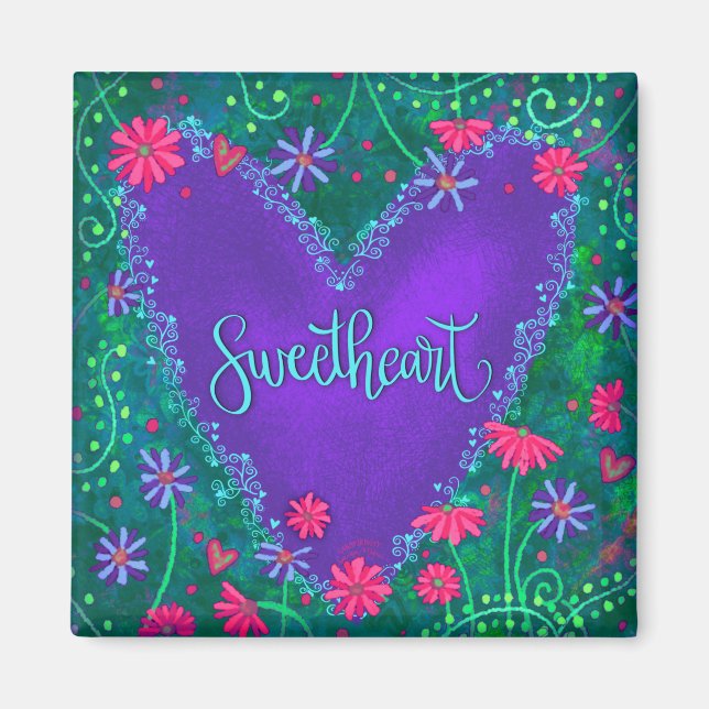Sweetheart Heart Floral Inspirivity Magnet (Front)