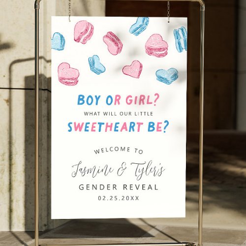 Sweetheart Hearts Gender Reveal Welcome Sign