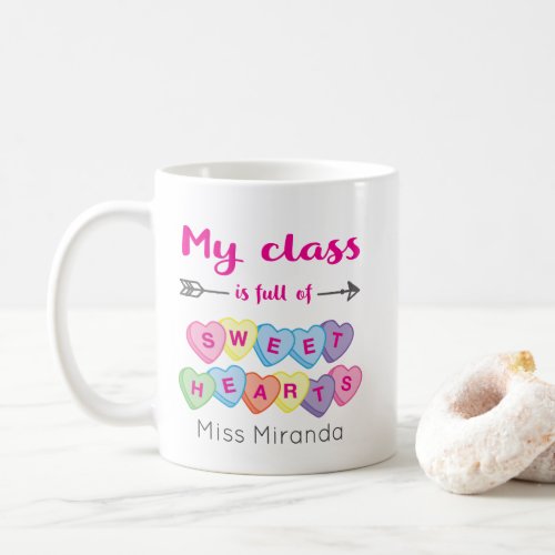 Sweetheart Hearts Personalized Teacher Valentines Coffee Mug