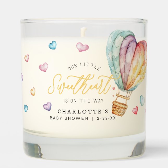 Sweetheart Hot Air Balloon Baby Shower Candle (Front)