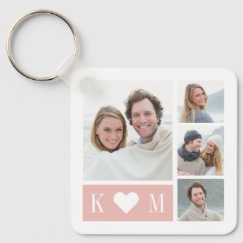 Sweetheart Initials Editable Color Photo Keychain by berryberrysweet at Zazzle