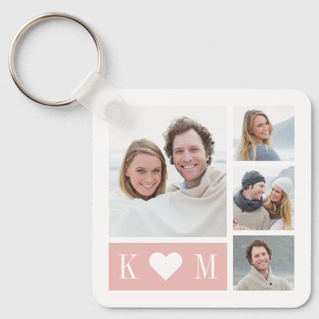 Sweetheart Initials Editable Color Photo Keychain