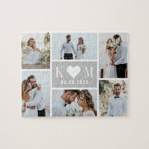 Sweetheart Initials Editable Color Photo Puzzle