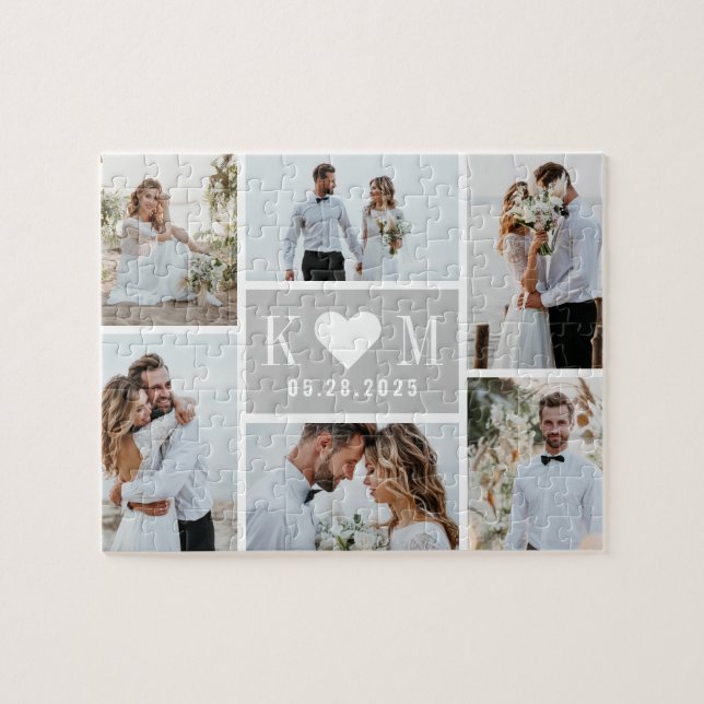 Sweetheart Initials Editable Color Photo Puzzle (Horizontal)