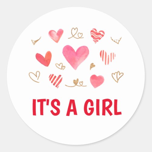 Sweetheart Its A Girl Baby Shower Classic Round Sticker