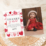 Sweetheart Kids Photo Birthday Party Thank You Card<br><div class="desc">"Get ready to give thanks with these Sweetheart Birthday Party Thank you cards! These thank you cards are perfect for all the February birthdays out there, on or near valentines day. Featuring a fun and modern design with a variety of red watercolor hearts, and a photo of the birthday girl,...</div>