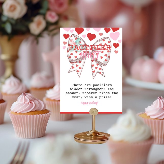  Sweetheart Pacifier Hunt Baby Shower Game  Table Number (Sweetheart Pacifier Hunt Baby Shower Game Table Number)