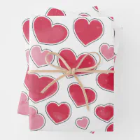 Red & White Hearts Script Love Valentine's Day Wrapping Paper Sheets, Zazzle