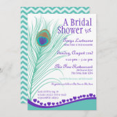Sweetheart Peacock Feather Bridal Shower Invitation (Front/Back)