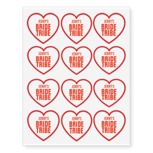 Sweetheart Personalised Bride Tribe or Team Bride Temporary Tattoos