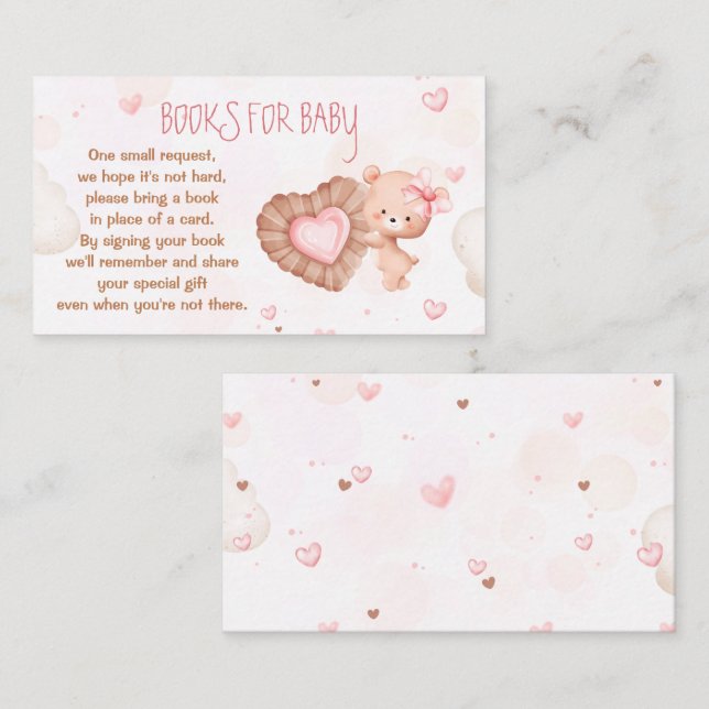 Sweetheart Pink Baby Shower Books For Baby Card (Front/Back)
