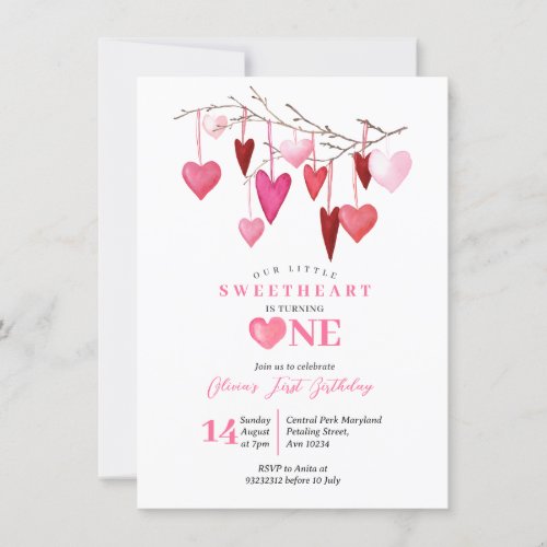 Sweetheart Pink Balloon Valentine Birthday Invitation